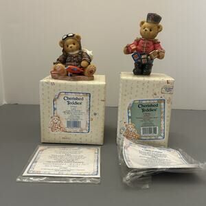 Cherished Teddies Jeffery 1996 and Lance 1998 Bear Figure Vintage